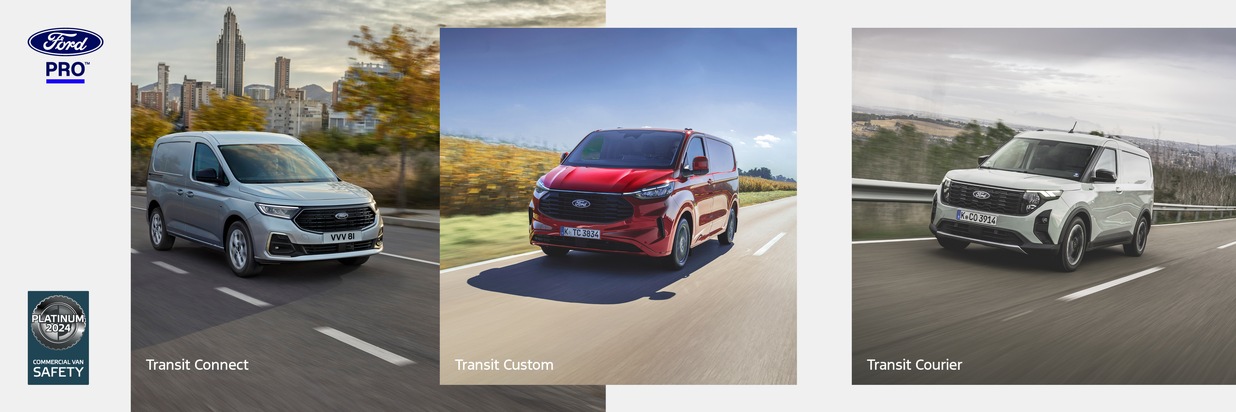 Neuer Transit Connect erhält als drittes Ford Pro Modell &quot;Platin&quot;-Einstufung bei Euro NCAP-Sicherheitsbewertung