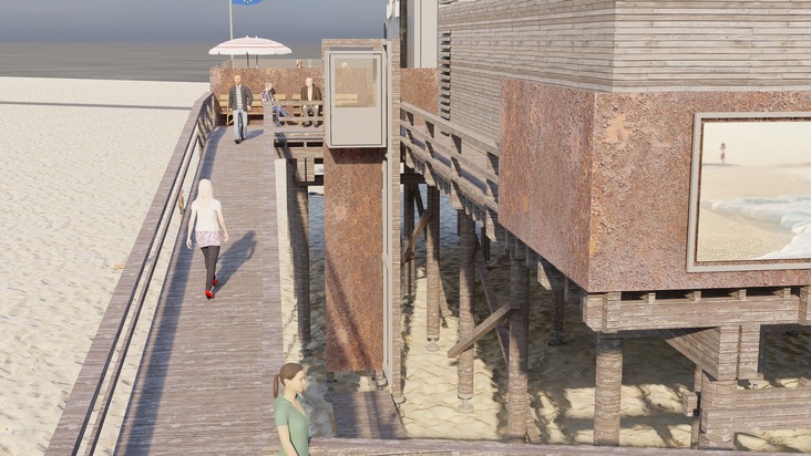 St. Peter-Ording: Neue Strandbar 54° Nord bekommt Aufzug und Rampe