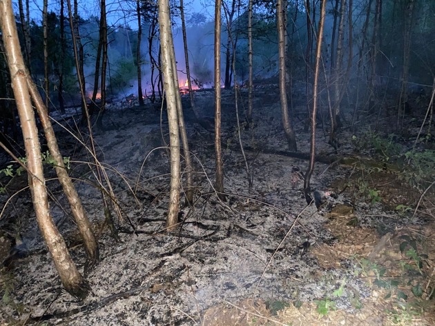 FW-Lohmar: Schwer zu erreichender Flächenbrand fordert Einsatzkräfte am Samstagabend
