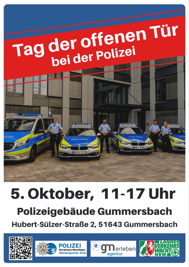 POL-GM: Polizei Erleben in Gummersbach - Tag der offenen Tür der Kreispolizeibehörde am 5.Oktober