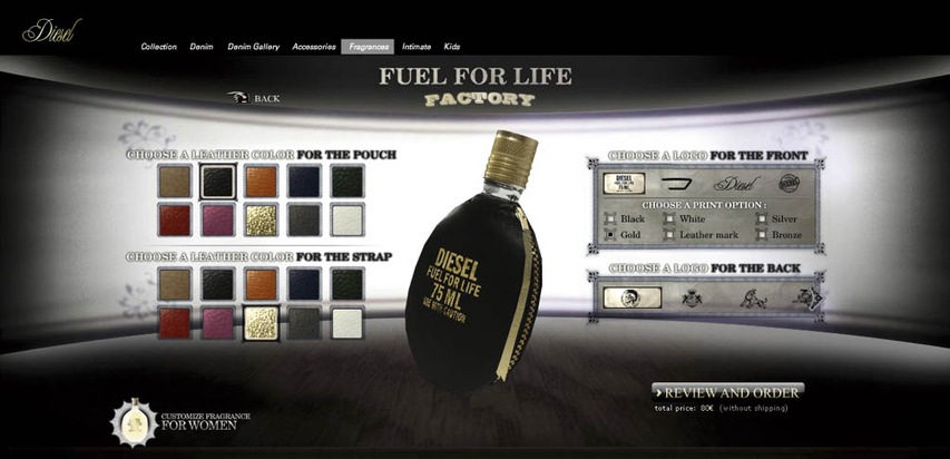 Diesel eröffnet den ersten Shop für custom-made Parfums im Internet / 20.000 persönliche Flakons für schnelle Fuel For Life Fans