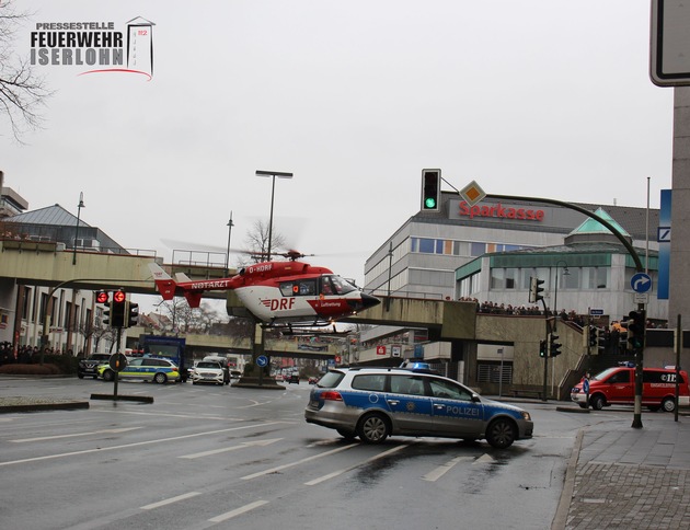 FW-MK: Rettungshubschrauberlandung sorgt für Chaos in der Innenstadt