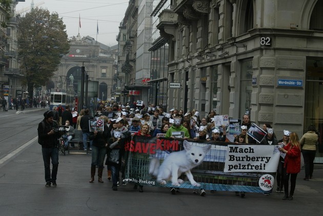 VIER PFOTEN führte am gestrigen Samstag erfolgreich einen Protestmarsch zur Rettung von Fuchswelpe Kimi in Zürich durch (BILD)