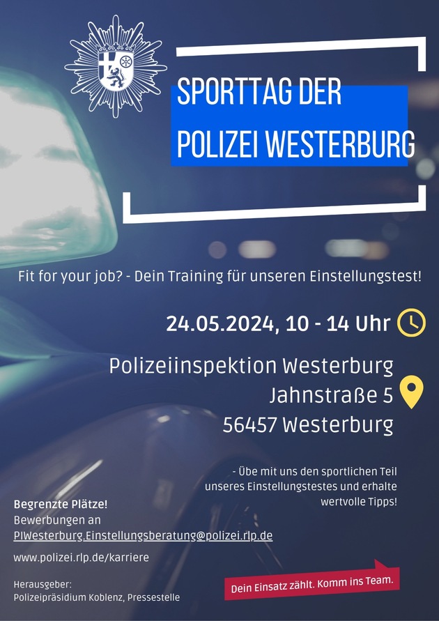POL-PDMT: Interesse am Polizeiberuf? Veranstaltungstage bei der Polizeiinspektion Westerburg
