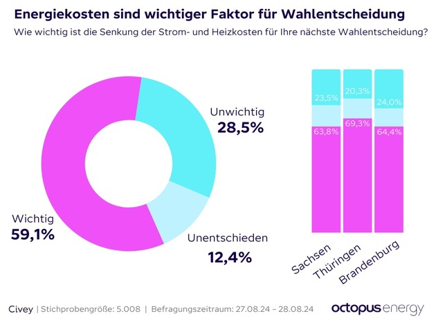 Energiekosten drücken auf Landtagswahlen: Umfrage von Octopus Energy