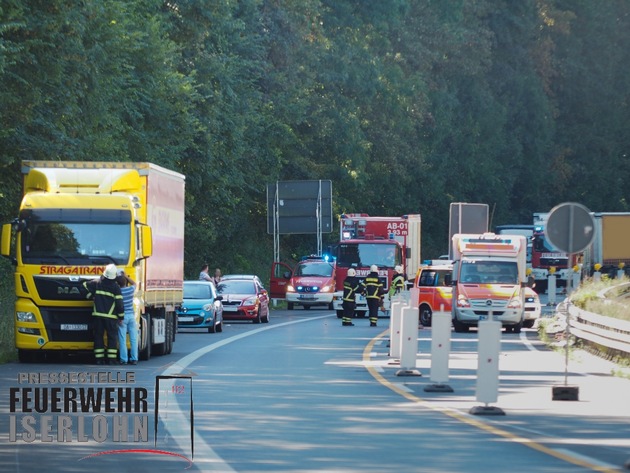 FW-MK: Verkehrsunfall auf der Autobahn 46