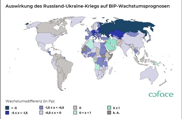 Coface Deutschland: Der Krieg und die wirtschaftlichen Folgen: Coface revidiert weltweit BIP-Prognosen