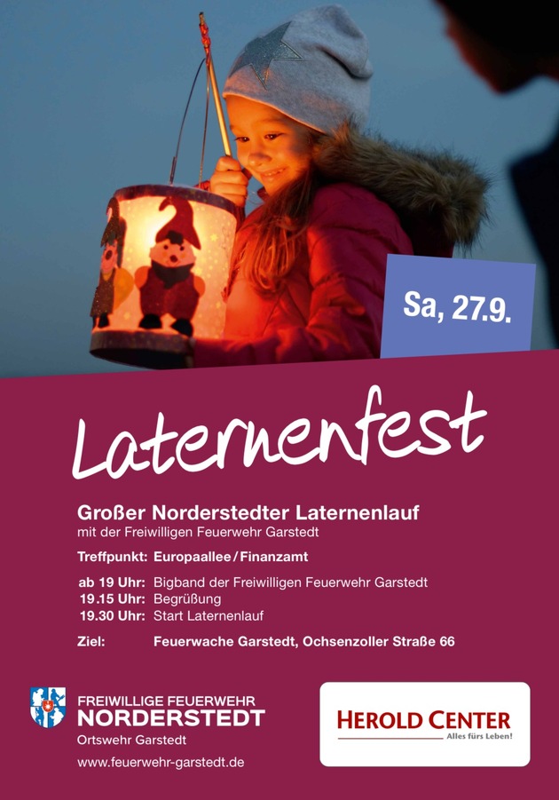 FW Norderstedt: Laternenumzug der Freiwilligen Feuerwehr Garstedt und des Herold Center Norderstedt