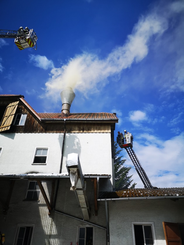 KFV Sigmaringen: Brandalarm Brandereignis am 31.07.2023 in Inneringen Fa. Stauss Landhandel (Alte Mühle) Alarmierungszeit 07.20 Uhr