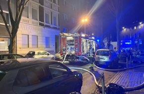 Feuerwehr Dortmund: FW-DO: Kellerbrand in Mehrfamilienhaus - Mehrere Menschen &uuml;ber Drehleitern gerettet