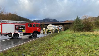 Polizeidirektion Landau: POL-PDLD: Bremsen eines Gefahrgutlasters in Brand geraten