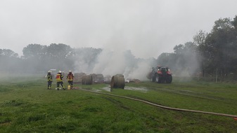 Kreisfeuerwehr Rotenburg (Wümme): FW-ROW: Heuballenbrand erfordert Einsatz der Feuerwehren