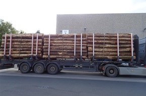 Polizeipräsidium Trier: POL-PPTR: Holztransport zu schnell, zu dicht und zu schwer unterwegs - Holztransport innerhalb von 2 Wochen wieder zu schwer