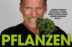 PETA Deutschland e.V.: Neues PETA-Motiv mit Ralf Moeller: Schauspieler zeigt sich als "Pflanzenfresser" stark, fit und fleischfrei