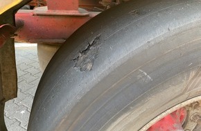 Verkehrsdirektion Mainz: POL-VDMZ: Sattelzug wegen defekter Reifen stillgelegt