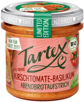 Presseinfo: Neue vegane Tartex Sommersorten 2024 Kirschtomate-Basilikum und Rote Linse Chili