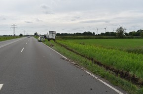 Polizeiinspektion Delmenhorst / Oldenburg - Land / Wesermarsch: POL-DEL: Landkreis Wesermarsch: Verkehrsunfall mit Sattelzug auf B 212 zwischen Sürwürden und Golzwarden