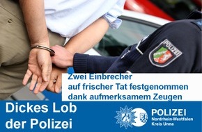 Kreispolizeibehörde Unna: POL-UN: Kamen - Einbrecher dank aufmerksamem Zeugen auf frischer Tat festgenommen