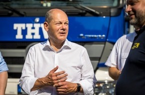 THW Landesverband Berlin, Brandenburg, Sachsen-Anhalt: THW LVBEBBST: "Professionelle Frauen und Männer, die mit ganzem Herzen beim Einsatz sind" - Olaf Scholz besucht den THW-Ortsverband Potsdam