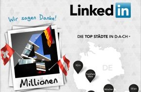 LinkedIn Corporation: LinkedIn wächst: 4 Millionen Nutzer setzen im deutschsprachigen Raum auf das Business-Netzwerk / Wachstumssprung von LinkedIn DACH in zehn Monaten um 35 Prozent (BILD)