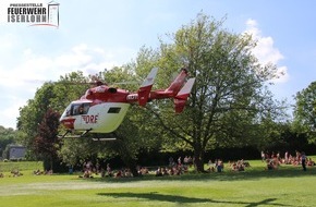 Feuerwehr Iserlohn: FW-MK: Rettungshubschrauber landet im Freibad