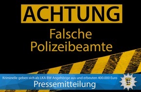 Landeskriminalamt Baden-Württemberg: LKA-BW: Pressemitteilung des Landeskriminalamts Baden-Württemberg: Falsche Polizeibeamte: Kriminelle geben sich als Angehörige des Landeskriminalamts Baden-Württemberg aus