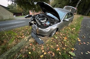 Polizeiinspektion Stade: POL-STD: 31-jähriger Autofahrer prallt in Ottendorf gegen einen Baum