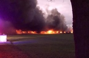 Polizei Minden-Lübbecke: POL-MI: Brand in einem landwirtschaftlichen Betrieb - 750 tragende Sauen können nicht mehr gerettet werden