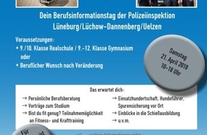 Polizeiinspektion Lüneburg/Lüchow-Dannenberg/Uelzen: POL-LG: ++ Lüneburg - Berufsinformationstag "Mein Weg zur Polizei - Reloaded" 
am 21. April 2018 ++