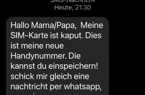 Polizeiinspektion Northeim: POL-NOM: Betrug versteckt hinter Messenger-Nachrichten von angeblichen Familienkontakten - Polizei Northeim warnt die Nutzerinnen und Nutzer von Smartphones
