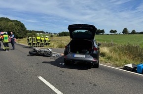 Feuerwehren VG Westerburg: FW VG Westerburg: Schwerer Verkehrsunfall auf Bundesstraße 255 - Motorrad kollidiert mit PKW