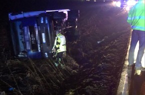 Kreispolizeibehörde Märkischer Kreis: POL-MK: Lkw kippt in Graben - Heerstraße wird gesperrt