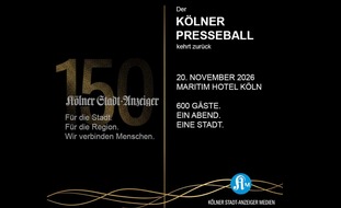 K&ouml;lner Stadt-Anzeiger Medien: Pressemitteilung: KStA Medien bringen Presseball zur&uuml;ck