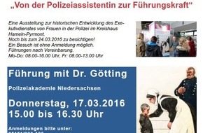 Polizeiinspektion Hameln-Pyrmont/Holzminden: POL-HM: Einladung zur Ausstellungsführung mit Dr. Dirk Götting "Von der Polizeiassistentin zur Führungskraft"