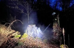 Feuerwehr Detmold: FW-DT: Feuer 1 - Brennender Baumstumpf im Wald