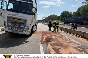 Feuerwehr München: FW-M: Dieseltank aufgerissen (Autobahn A96)