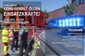 Kreispolizeibehörde Märkischer Kreis: POL-MK: "Keine Gewalt gegen Einsatzkräfte": Polizeiseelsorge und Polizei laden zur Informationsveranstaltung ein
