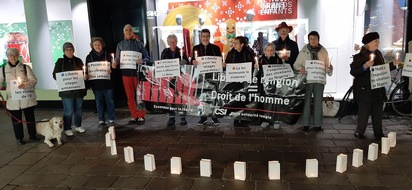 CSI Christian Solidarity International: Veillée silencieuse dans toute la Suisse / Des prières et des centaines de bougies pour un Noël sans terreur
