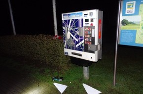 Polizeidirektion Flensburg: POL-FL: Steinfeld - Zigarettenautomat aufgeflext - drei Jugendliche auf frischer Tat festgenommen
