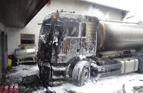 Polizeidirektion Wittlich: POL-PDWIL: Brand eines Milchtanklastwagens