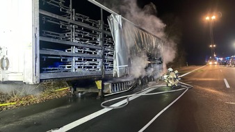 Freiwillige Feuerwehr Lehrte: FW Lehrte: Brennender Sattelauflieger Autobahn A2