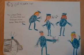 Polizeiinspektion Delmenhorst / Oldenburg - Land / Wesermarsch: POL-DEL: Landkreis Wesermarsch: 5-Jährige bedankt sich auf besondere Art bei der Polizei Brake