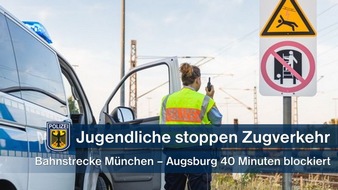 Bundespolizeidirektion München: Bundespolizeidirektion München: Jugendliche im Gleis stoppen Bahnverkehr: Güterzug leitete Schnellbremsung ein
