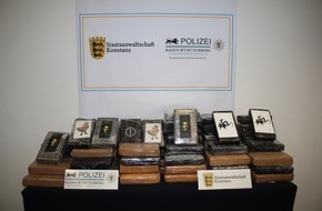 Polizeipräsidium Konstanz: POL-KN: Empfindlicher Schlag gegen das Organisierte Verbrechen - Eine der größten Sicherstellungsmengen von Kokain in Baden-Württemberg jemals