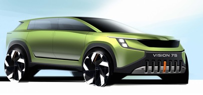 Skoda Auto Deutschland GmbH: ŠKODA veröffentlicht erste Exterieurskizzen der VISION 7S