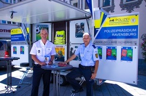 Polizeipr&auml;sidium Ravensburg: PP Ravensburg: Marktstand-Aktion des Referats Pr&auml;vention in den Pfingstferien