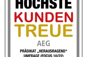 Electrolux Hausgeräte GmbH: Bestnoten für AEG: Premiummarke für höchste Kundentreue und nachhaltiges Engagement ausgezeichnet