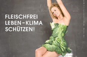 PETA Deutschland e.V.: Katja Riemann präsentiert mit PETA neuen Radiospot zum Thema "Fleischfrei leben - Klima schützen!" / Motiv im Gemüseoutfit ergänzt Kampagne für fleischfreie Ernährung