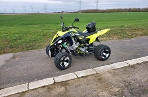 Kreispolizeibehörde Rhein-Kreis Neuss: POL-NE: Diebe stehlen gelbes Yamaha-Quad - Wer kann Hinweise geben?