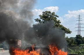 Feuerwehr Oberhausen: FW-OB: Brennender PKW in der Ausfahrt der Autobahn A42